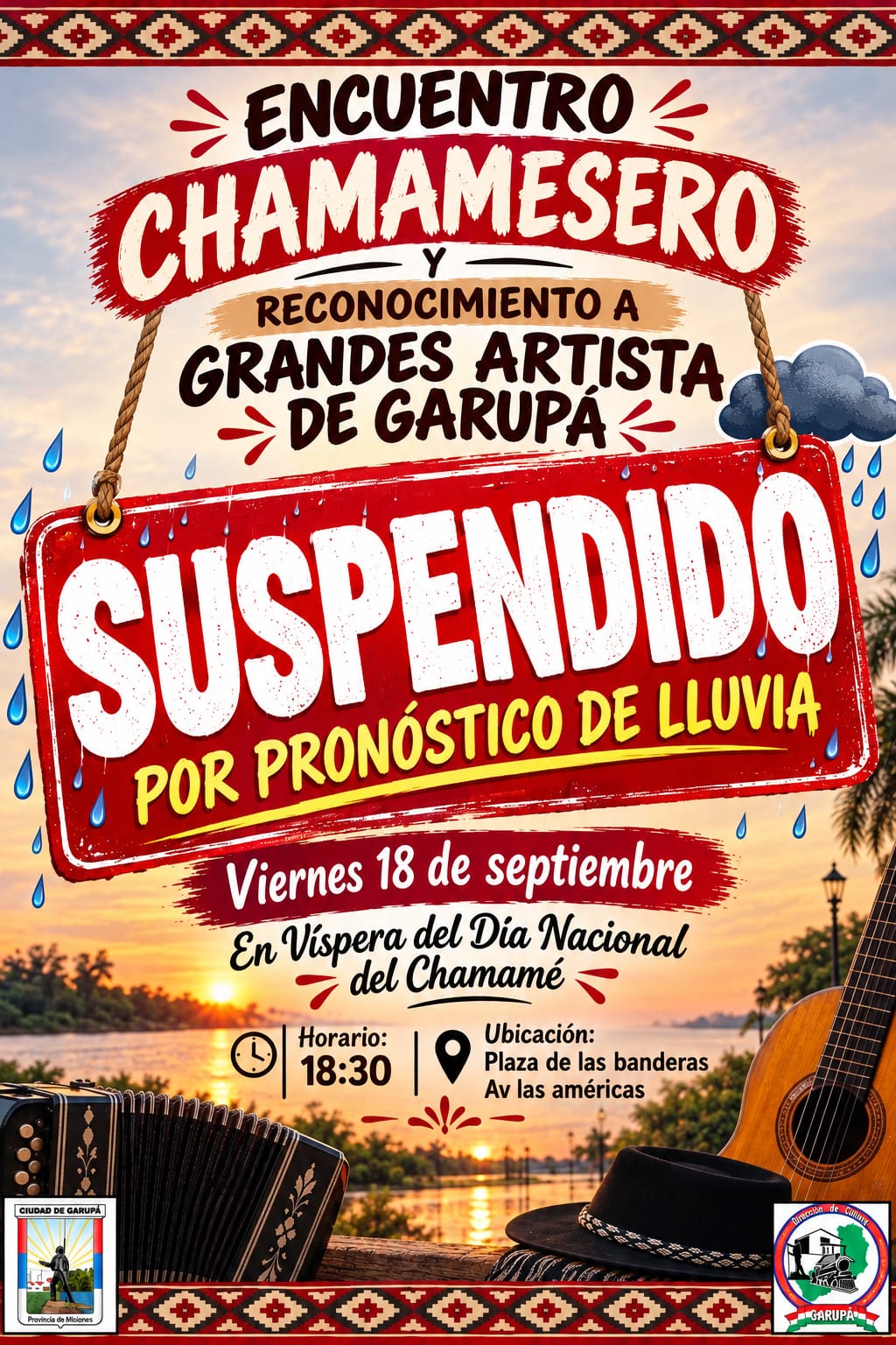Alerta por lluvia detiene el Encuentro Chamamesero en Garupá